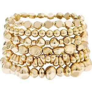 Surfer Heishi Clay Bead Bracelets for Women Bohemian Stackable Gold - Gold Set